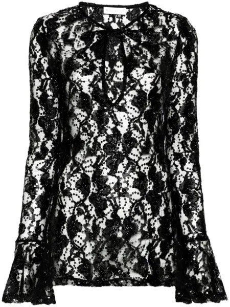 Nina Ricci кружевной топ с пайетками, черный