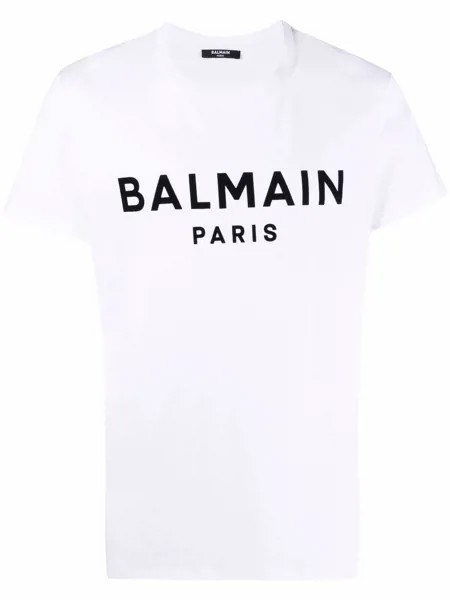 Balmain flocked logo cotton T-shirt