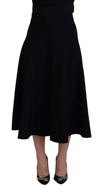 DOLCE - GABBANA Юбка-миди из вискозы черного цвета с завышенной талией IT40/US6/S 1280usd