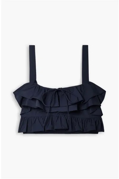 Укороченный топ из хлопкового поплина с оборками JASON WU, нави