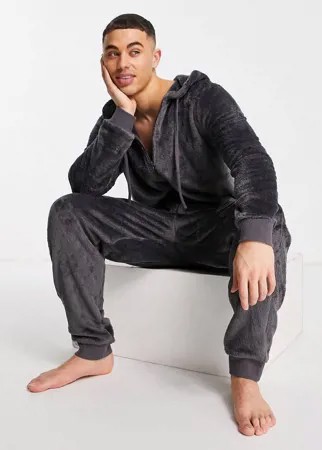 Темно-серый флисовый комбинезон ASOS DESIGN