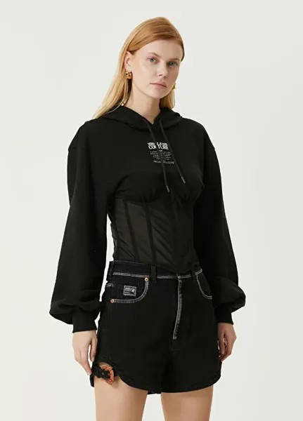 Толстовка с капюшоном и корсетом Versace Jeans Couture, черный