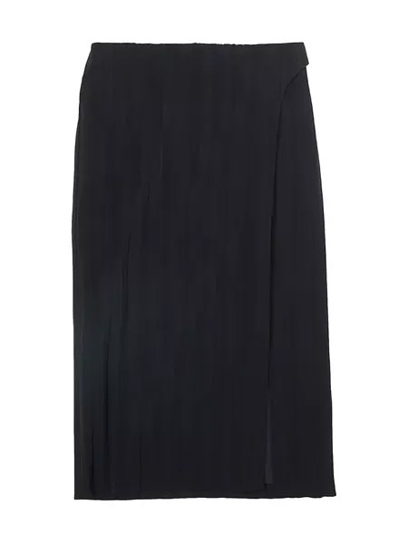 Плиссированная юбка с запахом Balenciaga, черный