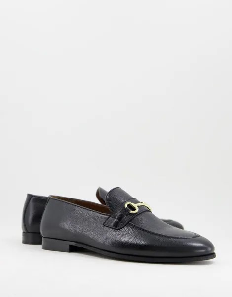 Walk London – Terry – Черные лоферы из фактурной кожи с пряжкой