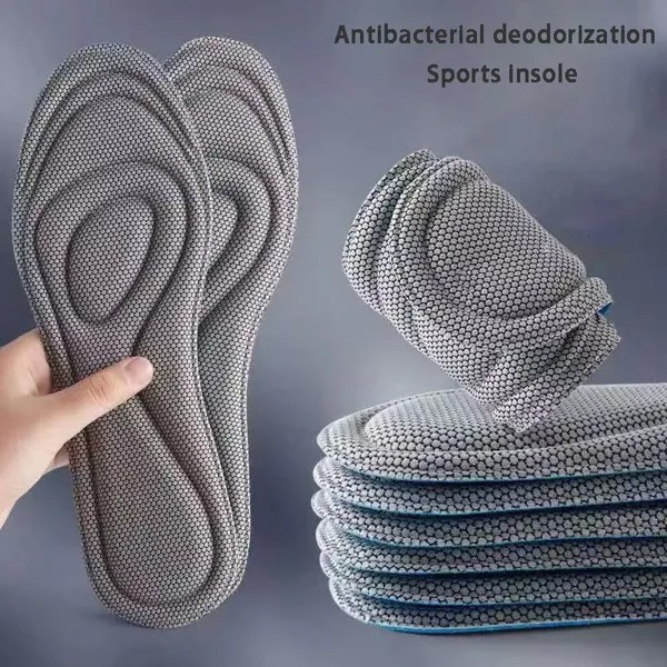 4D Пена с памятью Ортопедические стельки для обуви Нано Антибактериальная дезодорация Пот Поглощение Вставка Спортивная обувь Кроссовки