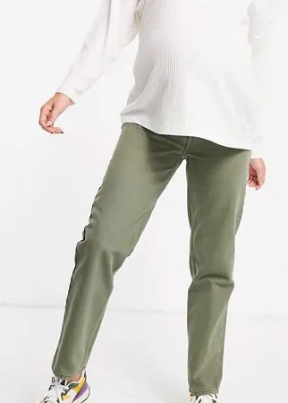 Прямые джинсы цвета хаки с заниженной талией ASOS DESIGN Maternity-Зеленый цвет