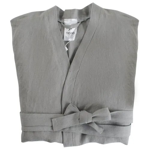 Халат из умягченного льна серого цвета Essential, размер S
