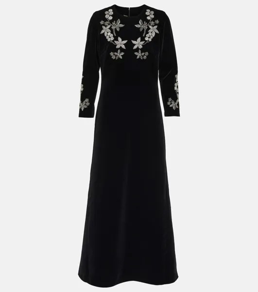 Бархатное платье миди с декором dushi Dodo Bar Or, черный