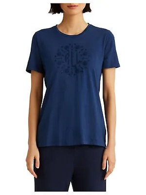 RALPH LAUREN Женская темно-синяя футболка с коротким рукавом и круглым вырезом, M