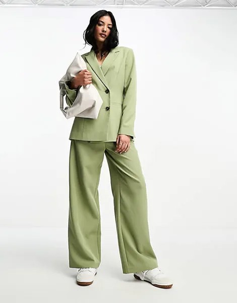 Двубортный пиджак оверсайз Miss Selfridge цвета хаки - ХАКИ - ХАКИ