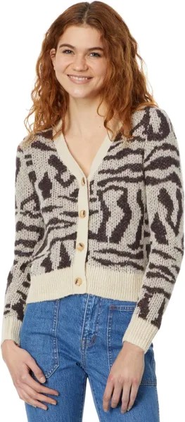 Свитер V-Neck Cardigan in Abstract Animal Madewell, цвет Heather Stout