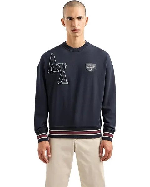 Толстовка Armani Exchange Collegiate Fleece Pullover, темно-синий