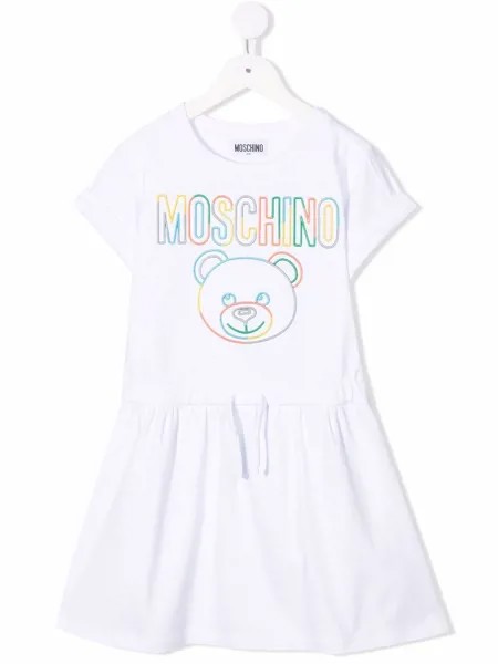 Moschino Kids платье ампирного силуэта с принтом Teddy Bear