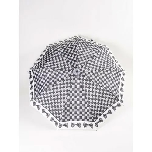 Зонт ZEST, автомат, 3 сложения, купол 116 см., 9 спиц, чехол в комплекте, для женщин, черный, серый
