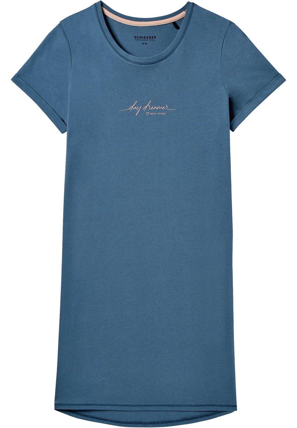 Короткая хлопковая ночная рубашка Casual Essentials для женщин SCHIESSER, цвет Blaugrau