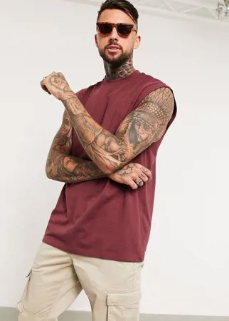 Бордовая oversized-майка из органического хлопка ASOS DESIGN-Красный