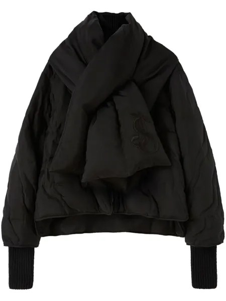 Jil Sander куртка с вышитым логотипом, черный