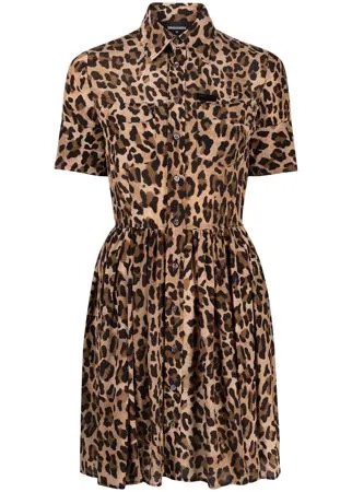 Dsquared2 платье-рубашка с леопардовым принтом