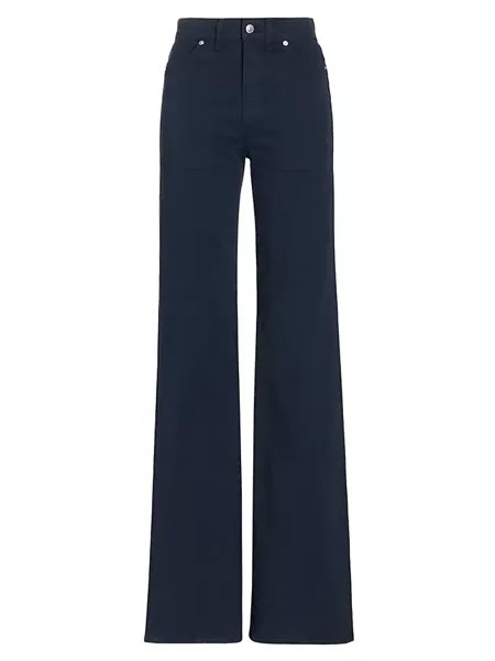 Широкие хлопковые брюки Crosbie Veronica Beard, темно-синий