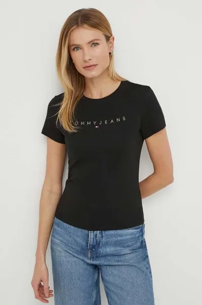 Хлопковая футболка Tommy Jeans, черный