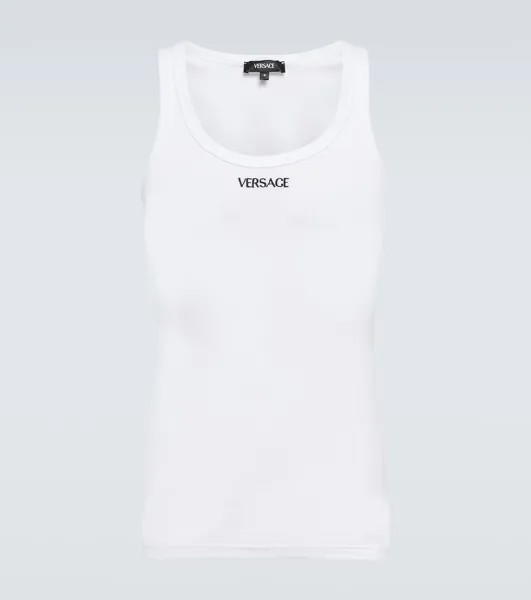 Майка из смесового хлопка с логотипом Versace, белый