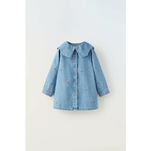 Платье Zara, размер 2-3 года (98 cm), голубой