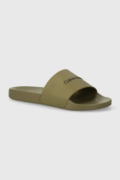 Шлепанцы Pool Slide Rubber Calvin Klein, зеленый
