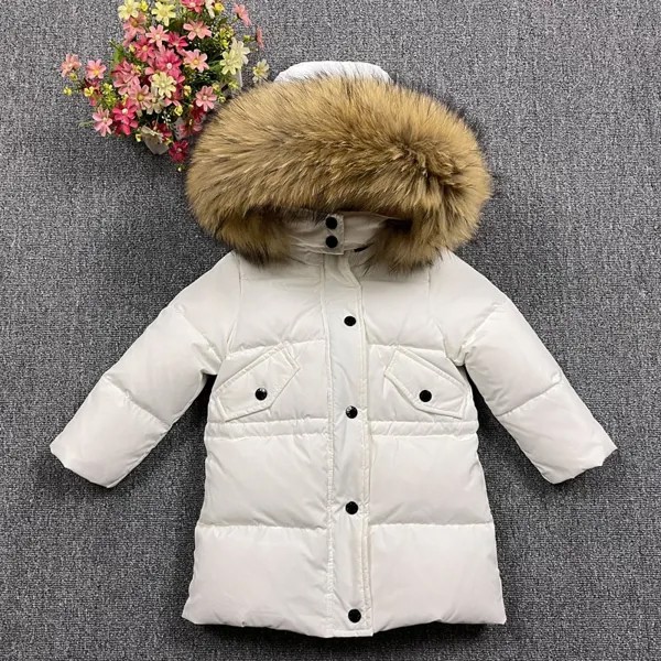 2021 меховое пальто с капюшоном для девочек зимние теплые пуховики для маленьких девочек Детская верхняя одежда с оборками модные детские ве...