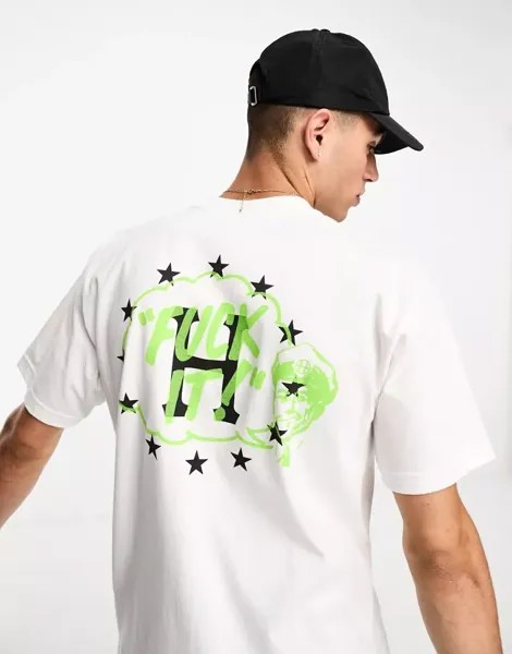 HUF — Galactic Motto — футболка белого цвета с эффектным принтом на груди и спине