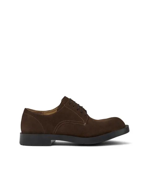 Однотонные мужские туфли на шнуровке темно-коричневого цвета Camper, темно коричневый