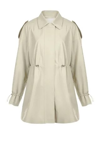 Кожаная куртка-рубашка сливочного цвета с талией на кулиске DROMe