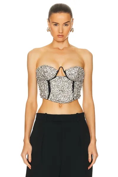 Топ Area Crystal Embroidered Bustier, черный