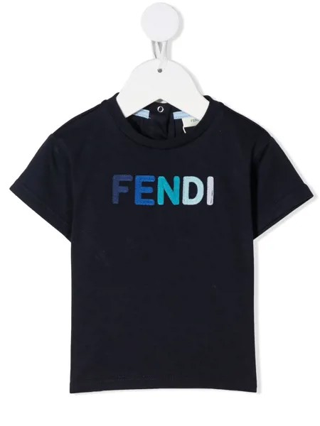 Fendi Kids футболка с вышитым логотипом