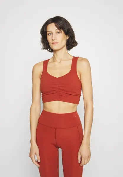 Спортивный бюстгальтер для умеренно тяжелых видов спорта Powermove Ruched Longline Bra GAP, чаша ржавчины