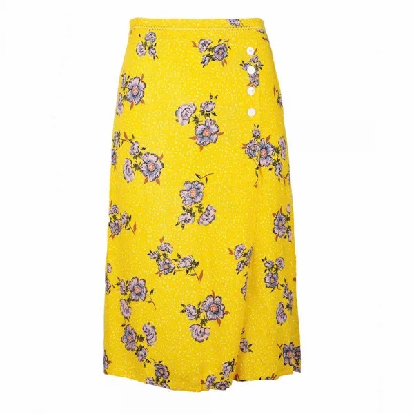 Женская юбка миди в горошек и желтые цветы пенне GRACE & MILA