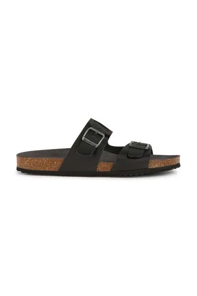 Кожаные шлепанцы U SANDAL GHITA Geox, черный
