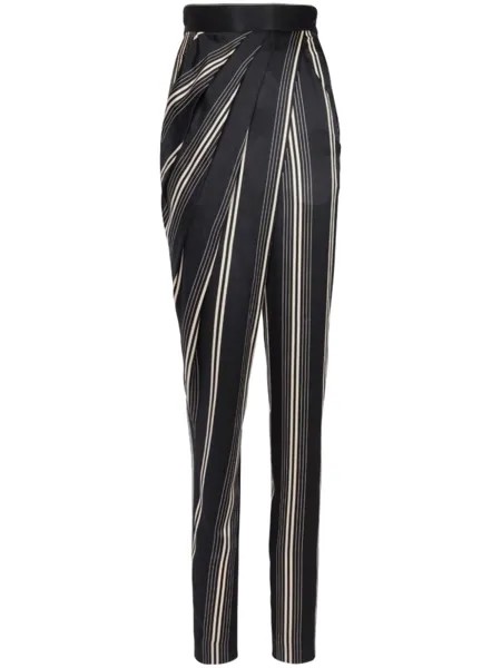 Balmain шелковые брюки асимметричного кроя с драпировкой, черный