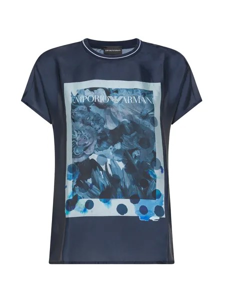 Emporio Armani футболка с крупным принтом, темно-синий