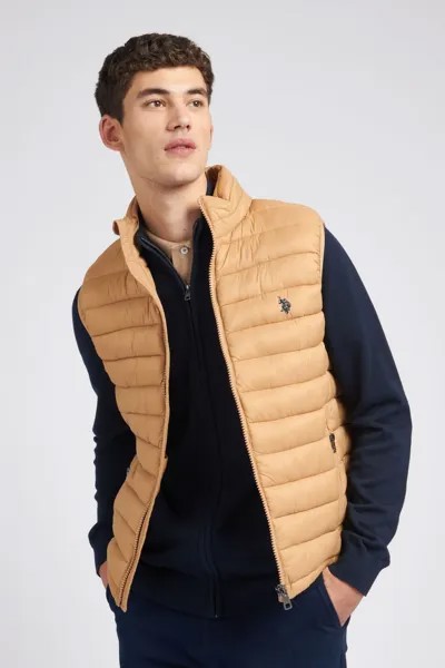 Коричневая мужская футболка-поло без рукавов из США Assn U.S. Polo Assn, коричневый