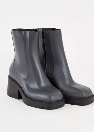 Серые резиновые сапоги на каблуке ASOS DESIGN-Серый