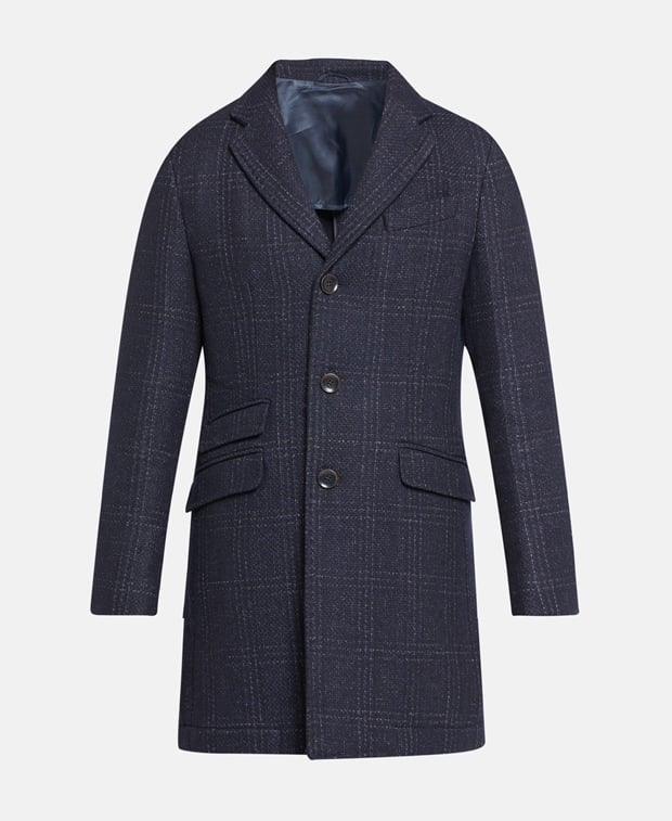 Шерстяное пальто Cavalli Class, темно-синий