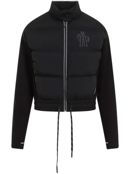 Moncler куртка-стёганая с логотипом-аппликацией, черный