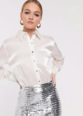 Oversize-рубашка из прозрачной органзы Glamorous-Кремовый