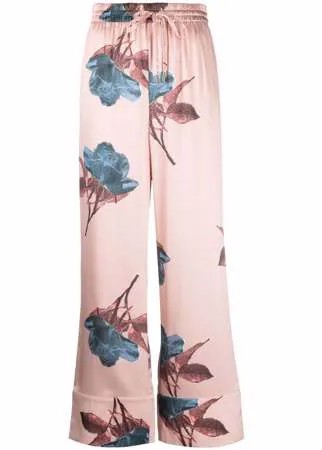 L'Autre Chose шелковые брюки с цветочным принтом