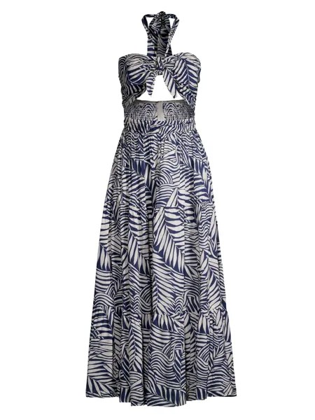 Платье с вырезами из пальмовых листьев lemlem, синий