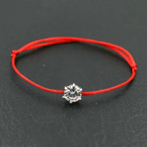 Новый серебристый цвет круглые стразы кристалл циркон тонкий красный веревка нить тетка плетеные браслеты счастливые подарки для женщин девочек