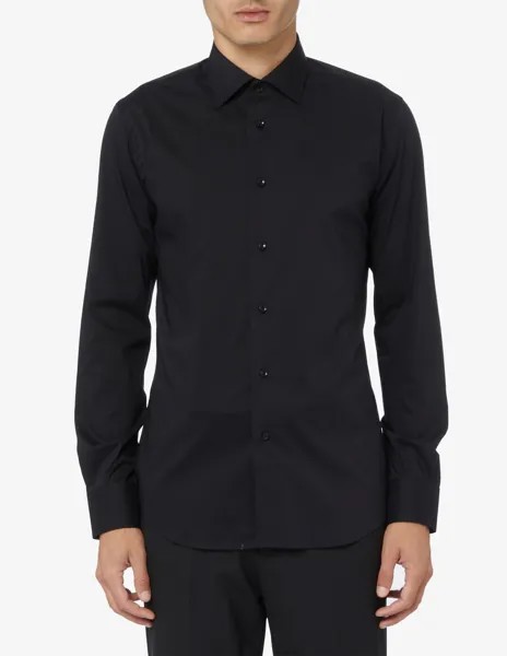 Современная эластичная рубашка Sartoria Italiana, черный