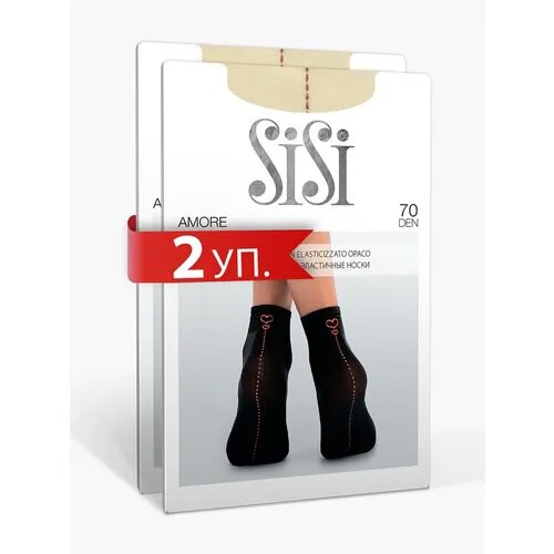 Носки Sisi, 70 den, 2 пары, размер 0 ( one size), экрю