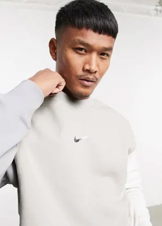 Светло-бежевый свитшот в стиле колор блок с круглым вырезом Nike-Нейтральный