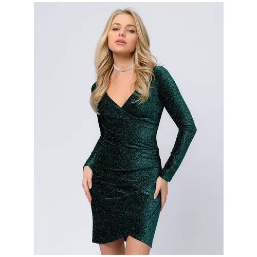 Платье 1001dress, вечернее, мини, размер 50, зеленый